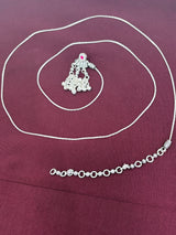 Silver-Tone Pink Stone Bell-Dangle Kamarbandh close up