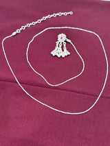 Silver-Tone Pink Stone Triple-Dangle Kamarbandh front view
