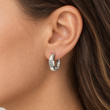 Rectangular Accent Hoop Earrings, worn lifestyle view