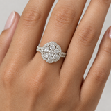 Round Halo Cluster Ring, worn lifestyle view