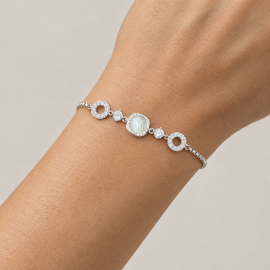 Halo Medallion Chain Bracelet, worn lifestyle view