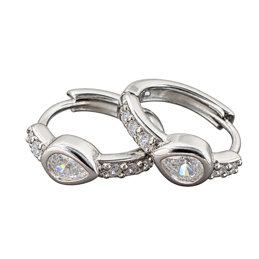 Silver Teardrop Hoop Earrings, transparent catalogue view