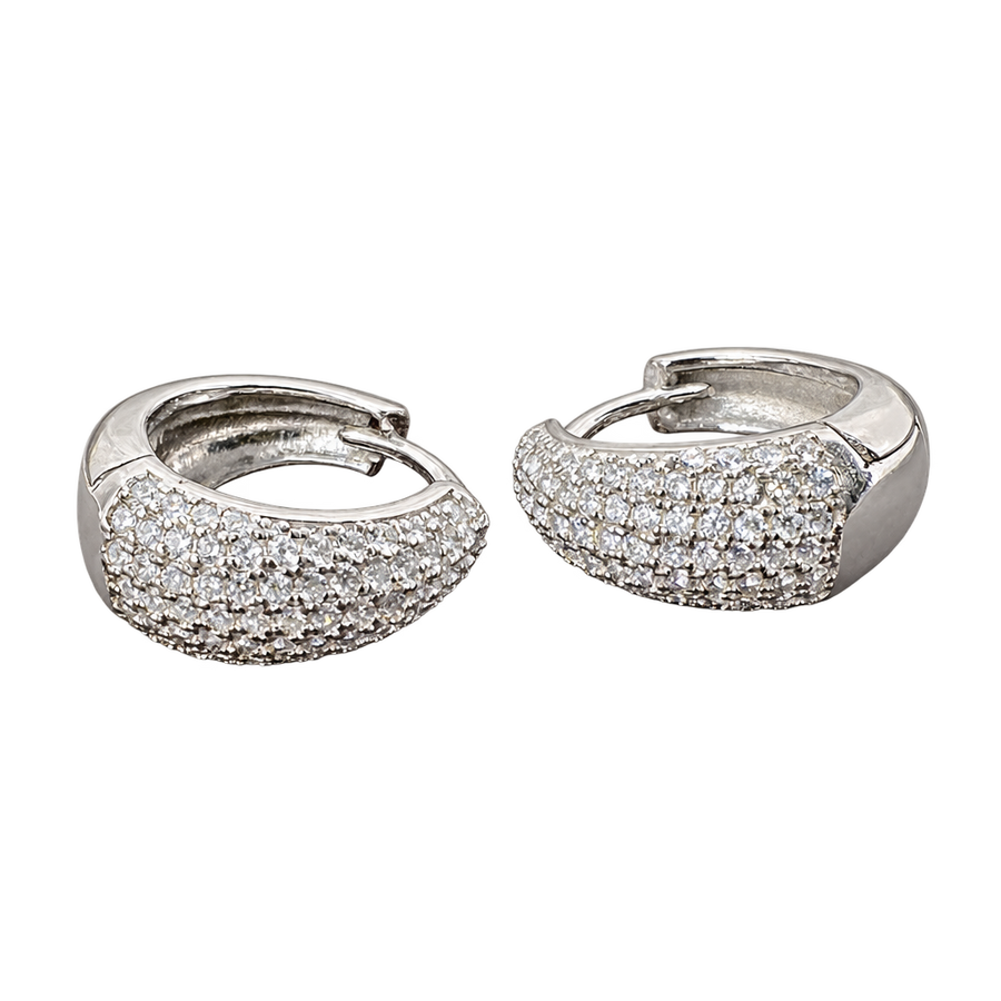 Silver-Tone Pave Huggie Hoops, transparent catalogue view