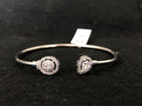 Spiral Teardrop Silver Bangle, angled view