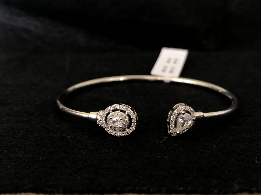Spiral Teardrop Silver Bangle, front view