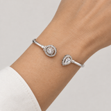 Spiral Teardrop Silver Bangle, worn lifestyle view
