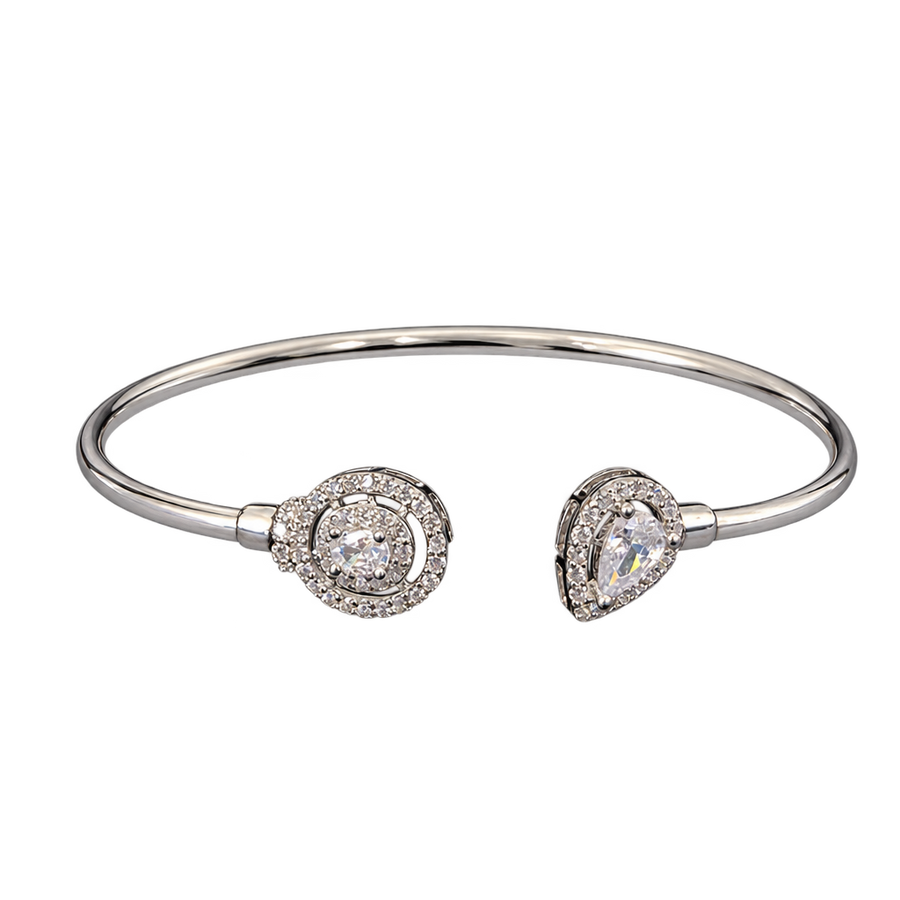 Spiral Teardrop Silver Bangle, transparent catalogue view