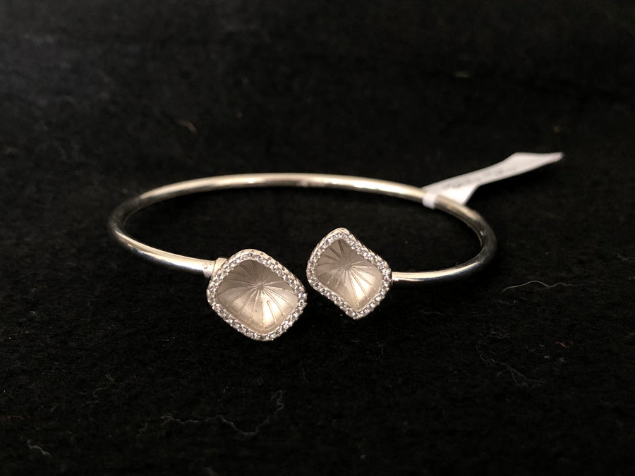 Square Disc Open Bangle, front view