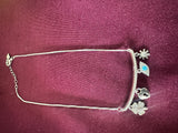 Blue Silver-Tone Charm Anklet, top view, view 4