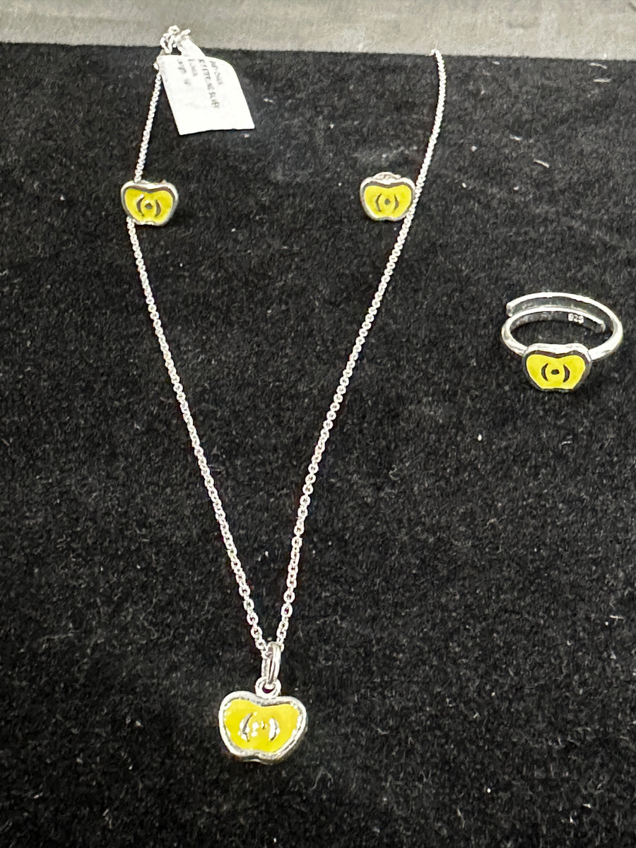 Yellow Apple Kids Jewellery Set, top view